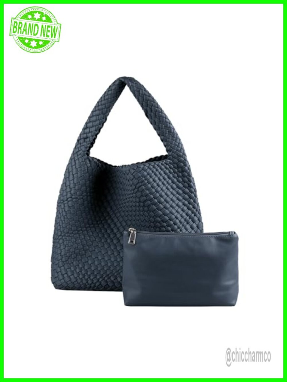 Hand Woven Vegan Leather Hobo Tote Shoulder Bag for Women Travel Work